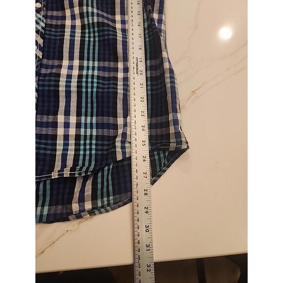 Rolling Paper Men’s Plaid Multicolor Short Sleeve Button Shirt Patches Size L - Picture 8 of 10